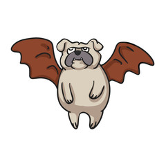 Flying bat pug cartoon