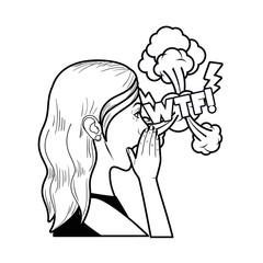 woman with speech bubble about comic