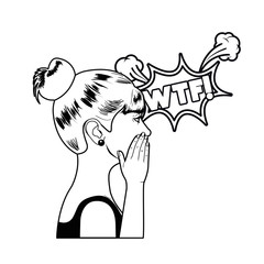 woman with speech bubble about comic