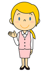 スーツの外国人女性 立ち姿 ご案内