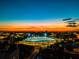 Night Aerial View of Minsk City 