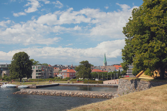 View of city from Kristiansholm. Kristiansand, Norway