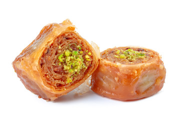 Turkish Ramadan Dessert Baklava isolated on white