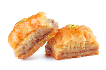 Turkish Ramadan Dessert Baklava isolated on white