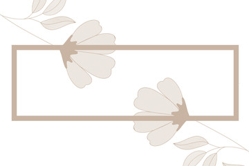 flowers with leaves and rectangle isolated icon