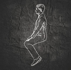 Fototapeta na wymiar An illustration of man in sitting pose. Chalkboard style