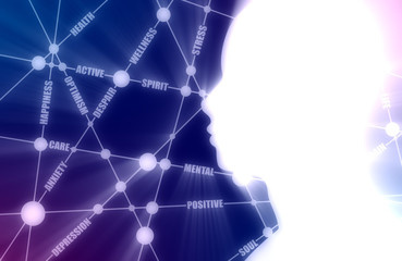 Tags cloud. Mental health relative brochure, report design . Scientific medical designs. Molecule and communication background. Connected lines with dots.