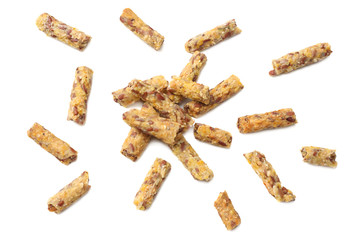 Granola breakfast isolated on white background. muesli. healthy food. fitness food. top view