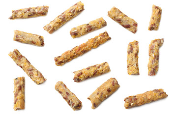 Granola breakfast isolated on white background. muesli. healthy food. fitness food. top view