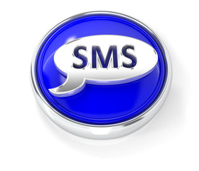 SMS icon on glossy blue round button