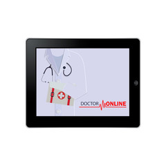 Medical background. Online doctor concept.Vector Template for brochure or greeting card