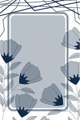 flowers with leaves and geometrical lines