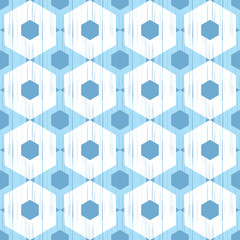 The pattern of colored hexagons with a dashed texture. Vector geometric background. Mosaic texture. Can be used for wallpaper, textile, invitation card, wrapping, web page background.