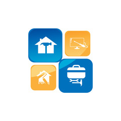 Negative space home repair illustrator. Creative home logo design idea. Home repair services icon design