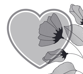 flowers with leaves and heart isolated icon