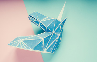 Blue paper unicorn/toned photo
