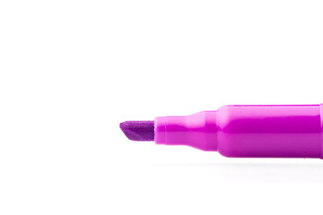 violet felt-tip pen isolated on white background, close up
