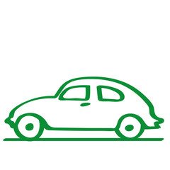 Handgezeichnetes Auto - Seitenansicht in grün
