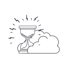 hourglass with clouds isolated icon