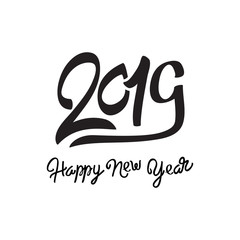 happy new year 2019 vector greeting card and poster design. Logo banner design holiday card on white background