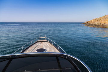 Fototapeta premium Luxury boat in sea near to the island
