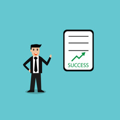 Businessman show business growth is growing with successful sign contract and report