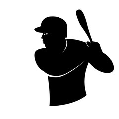 baseball player, vector illustration , black silhouette 