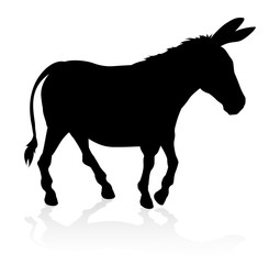 A detailed high quality donkey farm animal silhouette