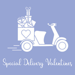 Special delivery valentines. Motorbike.