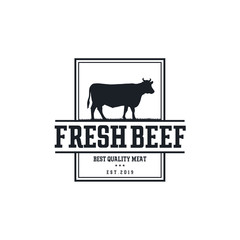Vintage Cattle. Steak House / Beef logo design inspiration. Grill Restaurant emblem - Vector