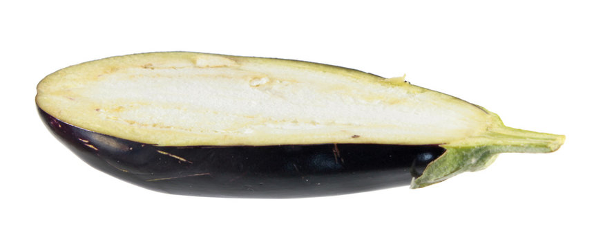 Eggplant longitudinal section isolated on white background
