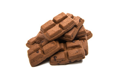 chocolate sponge cake isolated