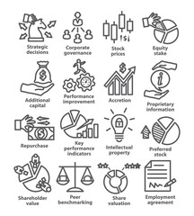 Fototapeta premium Business management line icons Pack 42