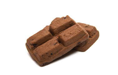 chocolate sponge cake isolated