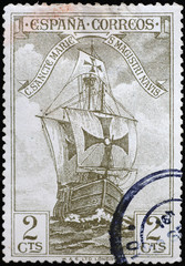 Caravel Saint Mary on spanish postage stamp