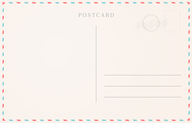 Blank travel card illustration. Postcard border template.