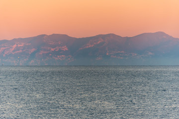 Fototapeta premium Sunrise On the Southern Mediterranean Sea Coast of Italy