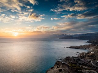 View of mountain and sea