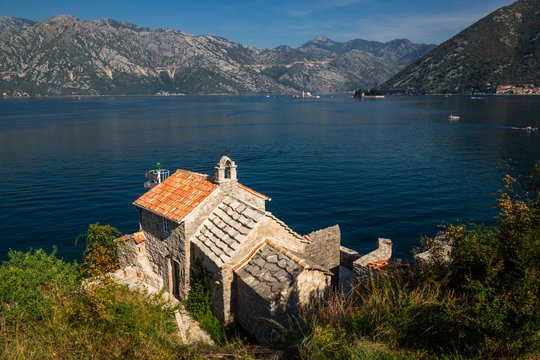 Crkva Gospe od Andjela in bay of Kotor in Lepetane, Montenegro