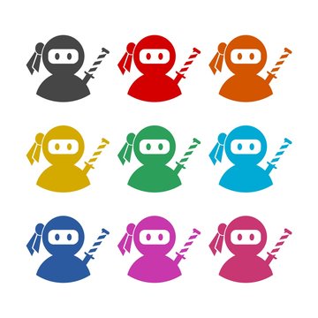 Ninja icon, samurai logo, color set
