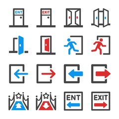 entrance and exit icon set,vector and illustration