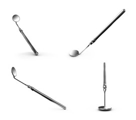 Professional dentist tools isolated on white background. 3D illustration.