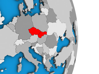 Naklejka premium Czechoslovakia on simple political 3D globe.