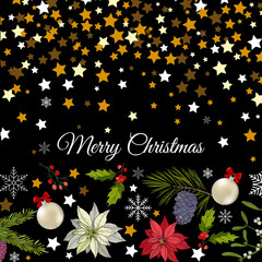 Merry Christmas and Happy New Year greeting card