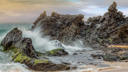 Crashing wave at sunset - Norfolk Island