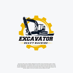 Excavator Heavy Machine logo designs template, Great Excavator logo Badge Vector, Logo symbol icon