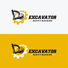 Excavator Heavy Machine logo designs template, Great Excavator logo Badge Vector, Logo symbol icon