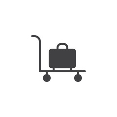Baggage trolley cart vector icon. filled flat sign for mobile concept and web design. Hotel trolley simple solid icon. Symbol, logo illustration. Pixel perfect vector graphics
