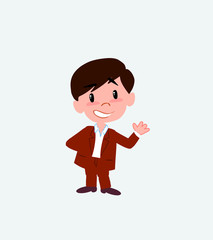 Businessman in casual style showing something in positive attitude.