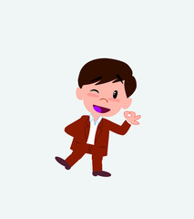 Businessman in casual style doing the OK sign with his hand.